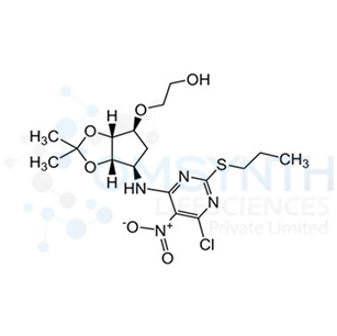 2-(((3aR,4S,6R,6aS)-6-((6-chloro-5-nitro-2-(propylthio)pyrimidin-4-yl)amino)-2,2-dimethyltetrahydro-4H-cyclopenta[d][1,3]dioxol-4-yl)oxy)ethan-1-ol