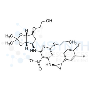 2-(((3aR,4S,6R,6aS)-6-((6-(((1R,2S)-2-(3,4-difluorophenyl)cyclopropyl)amino)-5-nitro-2-(propylthio)pyrimidin-4-yl)amino)-2,2-dimethyltetrahydro-4H-cyclopenta[d][1,3]dioxol-4-yl)oxy)ethan-1-ol
