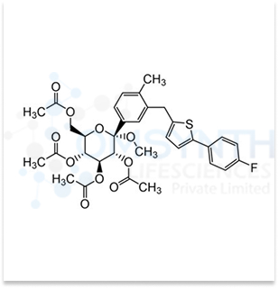 (2S,3R,4S,5R,6R)-6-(Acetoxymethyl)-2-(3-((5-(4-fluorophenyl)thiophen-2-yl)methyl)-4-methylphenyl)-2-methoxytetrahydro-2H-pyran-3,4,5-triyl Triacetate
