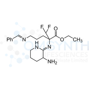 Ethyl 2-((Z)-(3-aminopiperidin-2-ylidene)amino)-5-((E)-benzylideneamino)-2-(difluoromethyl)pentanoate