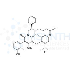 (R)-4-((2-(5-(2-Fluoro-3-hydroxyphenyl)-3-(2-fluoro-6-(trifluoromethyl)benzyl)-4-methyl-2,6-dioxo-3,6-dihydropyrimidin-1(2H)-yl)-1-phenylethyl)amino)butanoic acid