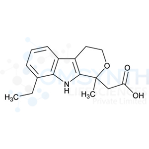 ((+/-)-8-Ethyl-1-methyl-1,3,4,9-tetrahydropyrano [3,4-b]-indole-1-acetic Acid)