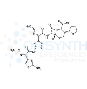(6R,7R)-7-((Z)-2-(2-((Z)-2-(2-Aminothiazol-4-yl)-2-(methoxyimino)acetamido)thiazol-4-yl)-2-(methoxyimino)acetamido)-8-oxo-3-((S)-tetrahydrofuran-2-yl)-5-thia-1-azabicyclo[4.2.0]oct-2-ene-2-carboxylic Acid