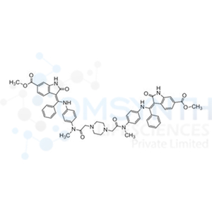 (3Z,3'Z)-Dimethyl 3,3'-(((((2,2'-(piperazine-1,4-diyl)bis(acetyl))bis(methylazanediyl))bis(4,1-phenylene))bis(azanediyl))bis(phenylmethanylylidene))bis(2-oxoindoline-6-carboxylate)