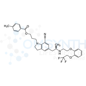 (R)-3-(7-cyano-5-(2-((2-(2-(2,2,2-trifluoroethoxy)phenoxy)ethyl)amino)propyl)indolin-1-yl)propyl 4-methylbenzoate